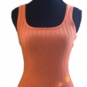 Windsor Coral Orange Ribbed Bodycon Maxi Dress Size S